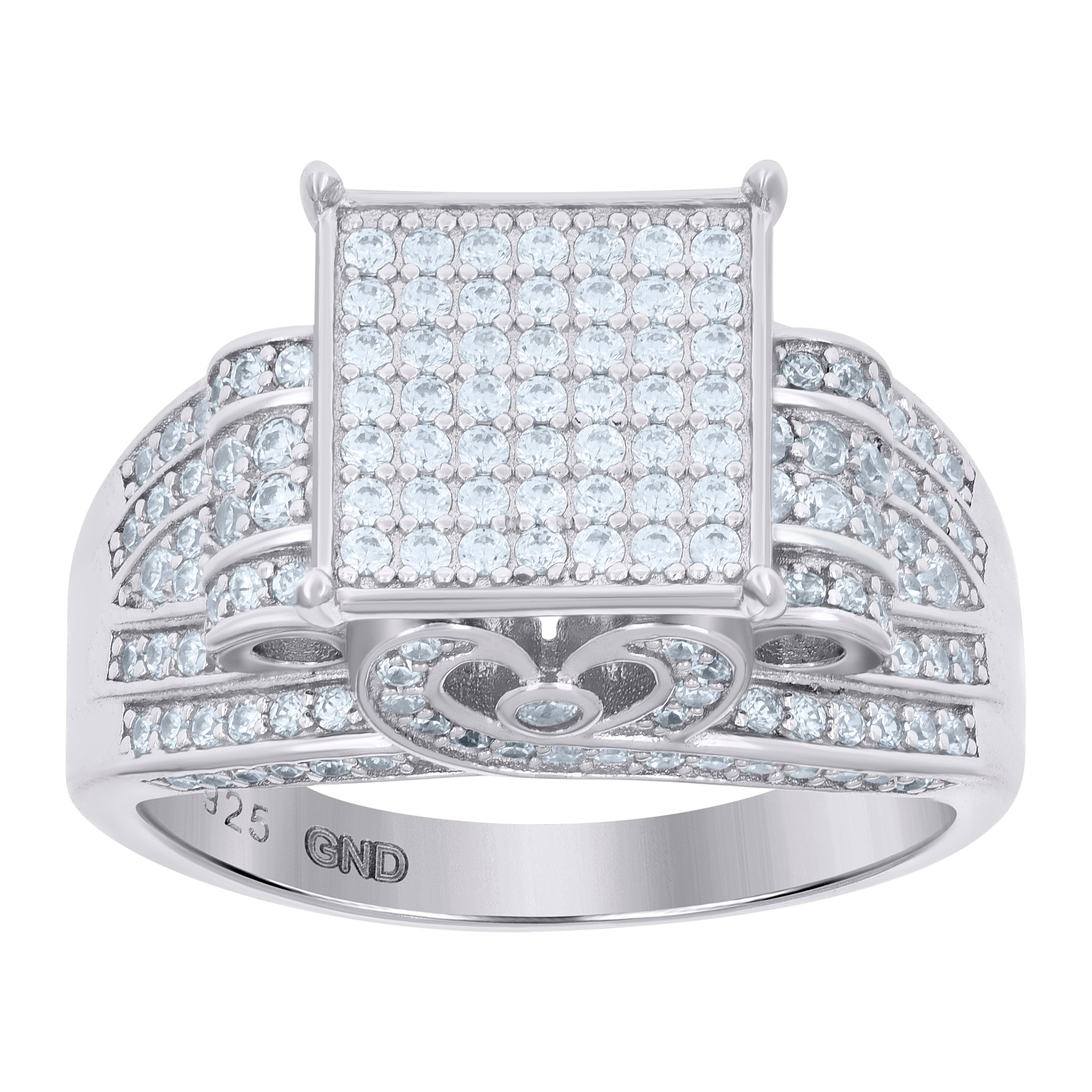 925 Sterling Silver Mens Cubic-Zirconia Square Head Fashion Ring Size 9  - SLV-51975