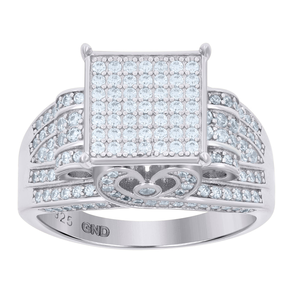 925 Sterling Silver Mens Cubic-Zirconia Square Head Fashion Ring Size 7  - SLV-51973