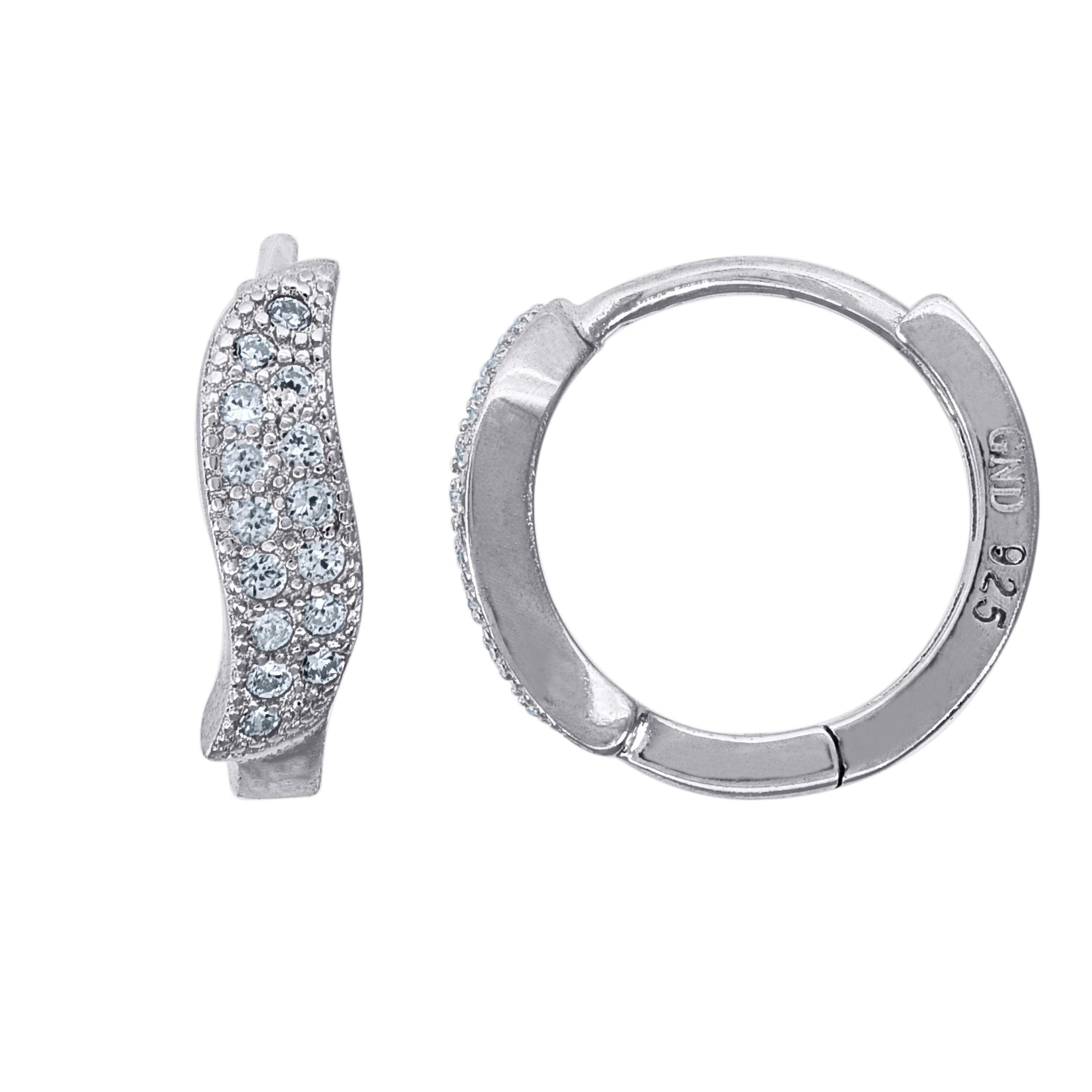 925 Sterling Silver Womens Cubic Zirconia Huggie Hoop Earrings