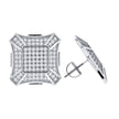 925 Sterling Silver Womens Cubic Zirconia Square Stud Earrings