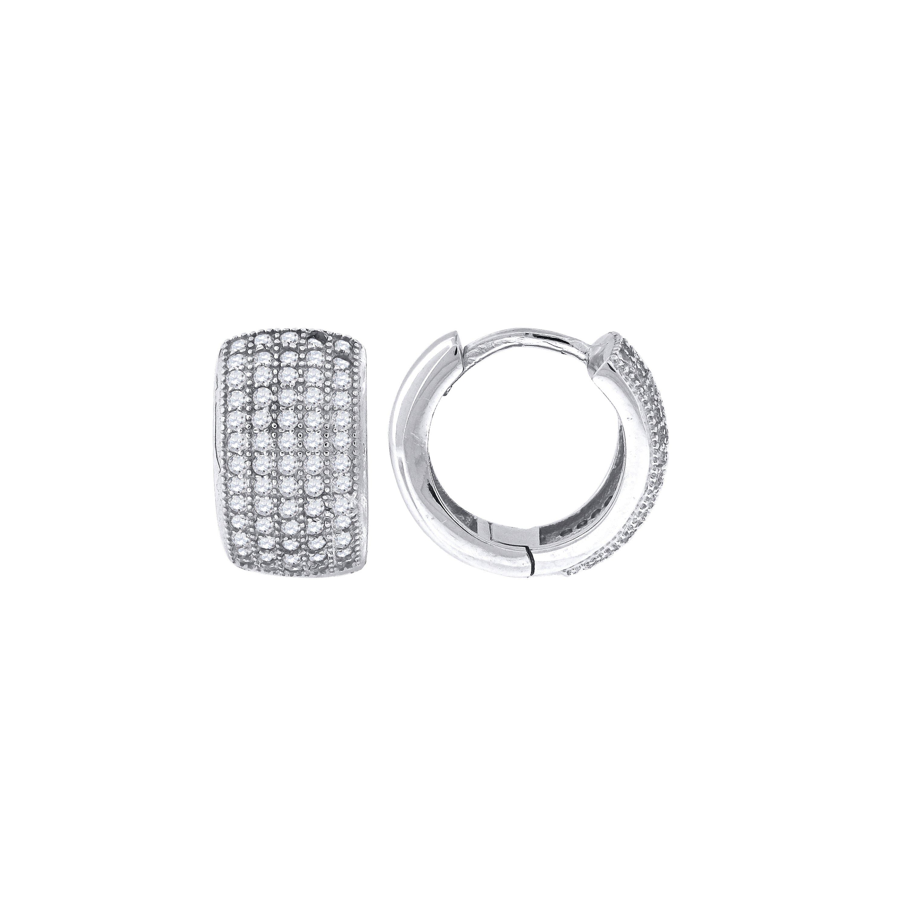 925 Sterling Silver Womens Cubic Zirconia Five Row Huggie Hoop Earrings