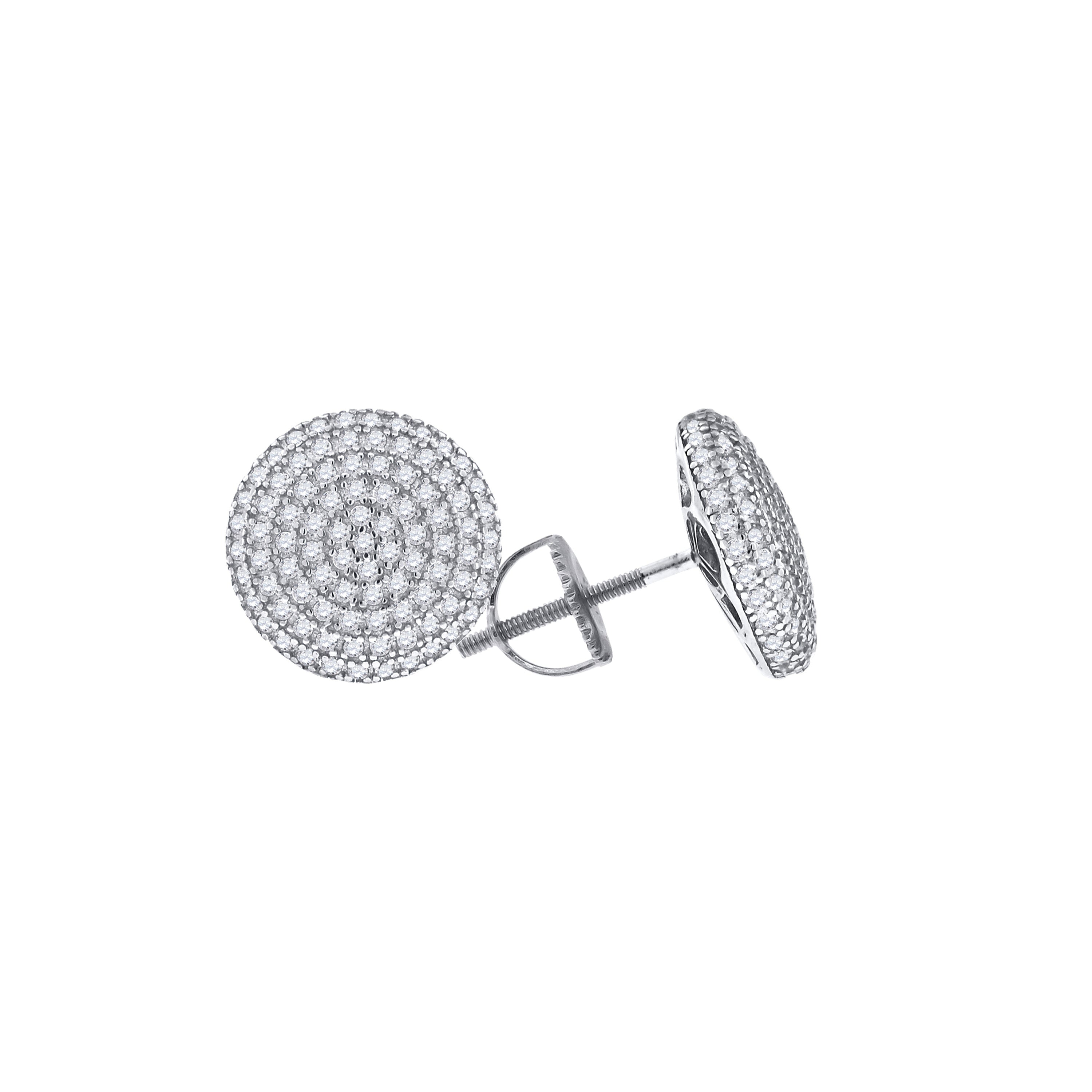 925 Sterling Silver Womens Cubic Zirconia Round Stud Earrings
