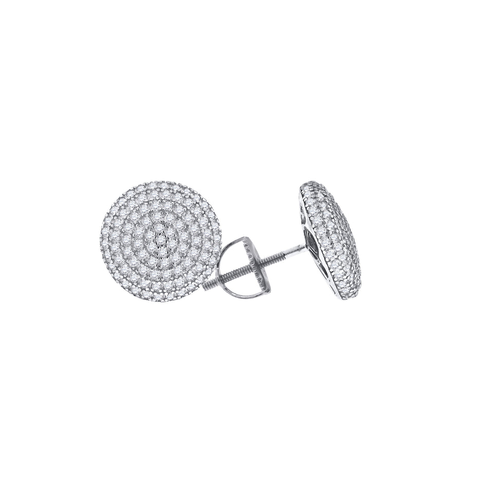 925 Sterling Silver Womens Cubic Zirconia Round Stud Earrings