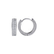 925 Sterling Silver Womens Cubic Zirconia Double Row Huggie Hoop Earrings