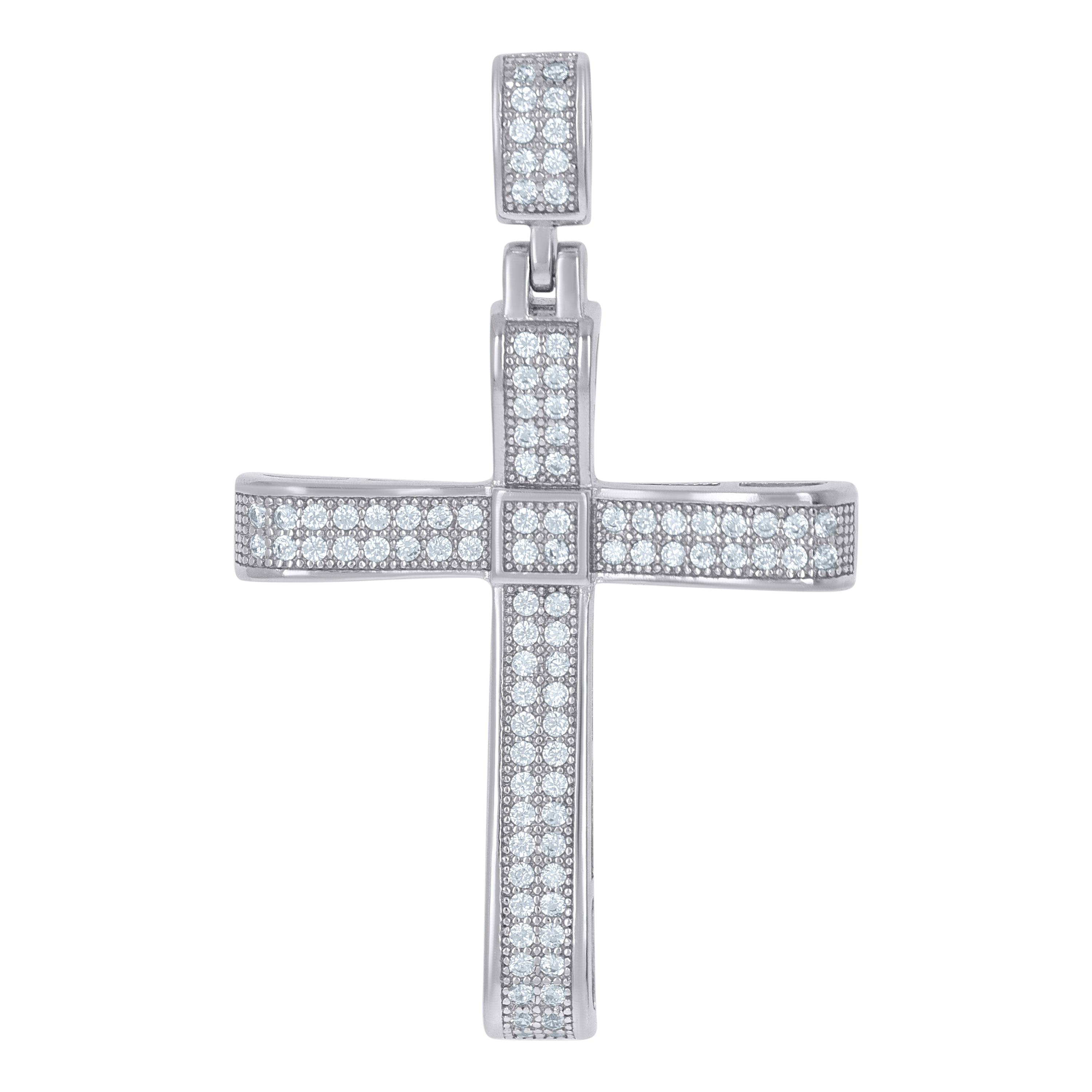 925 Sterling Silver Unisex Cubic-Zirconia Cross Religious Charm Pendant