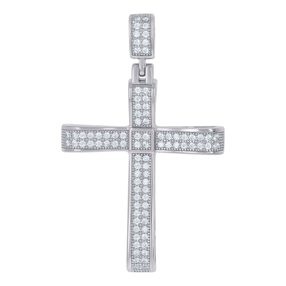 925 Sterling Silver Unisex Cubic-Zirconia Cross Religious Charm Pendant
