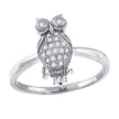 925 Sterling Silver Womens Cubic-Zirconia Owl Bird Fashion Ring Size 8