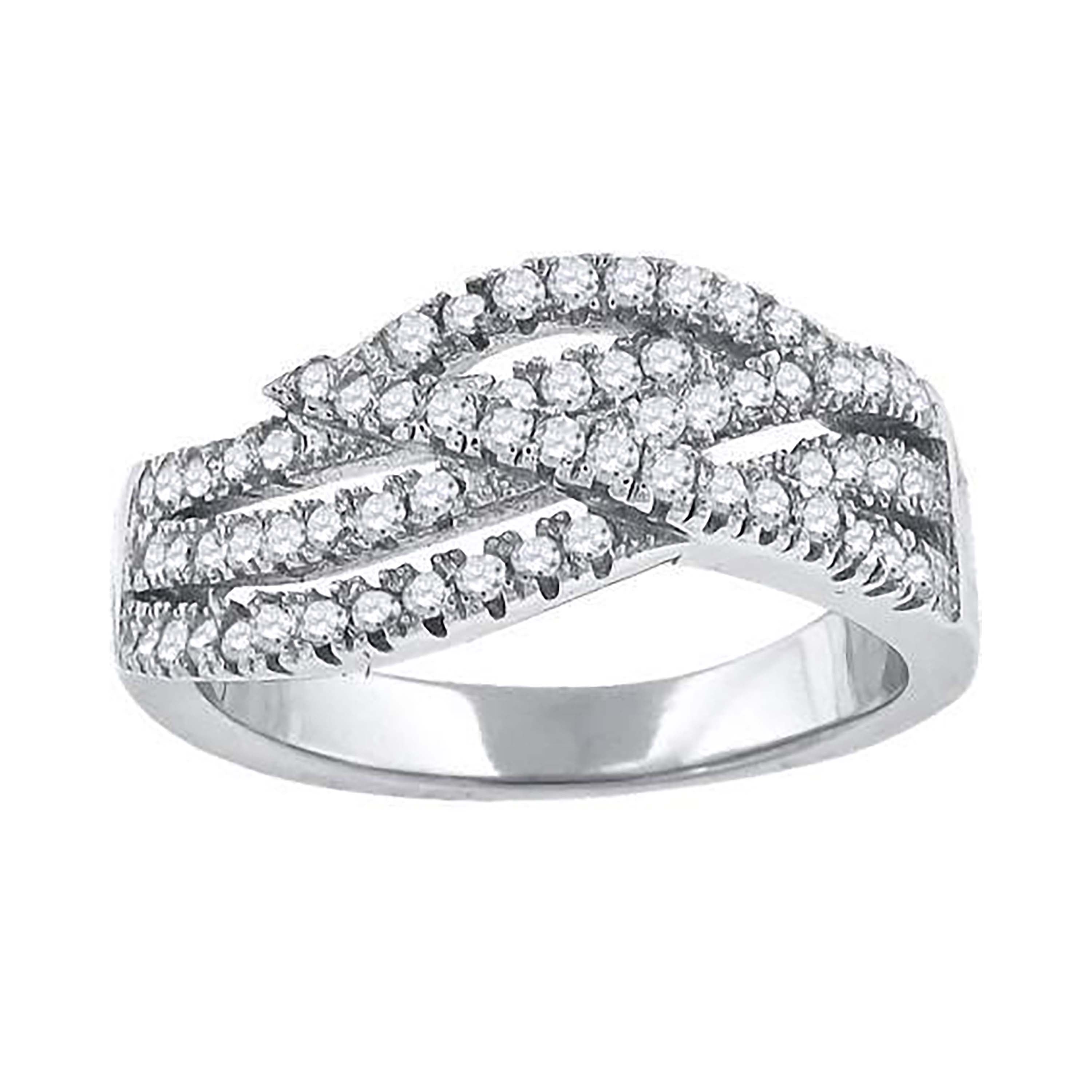 925 Sterling Silver Womens Cubic-Zirconia Twisted Fashion Ring Size 6