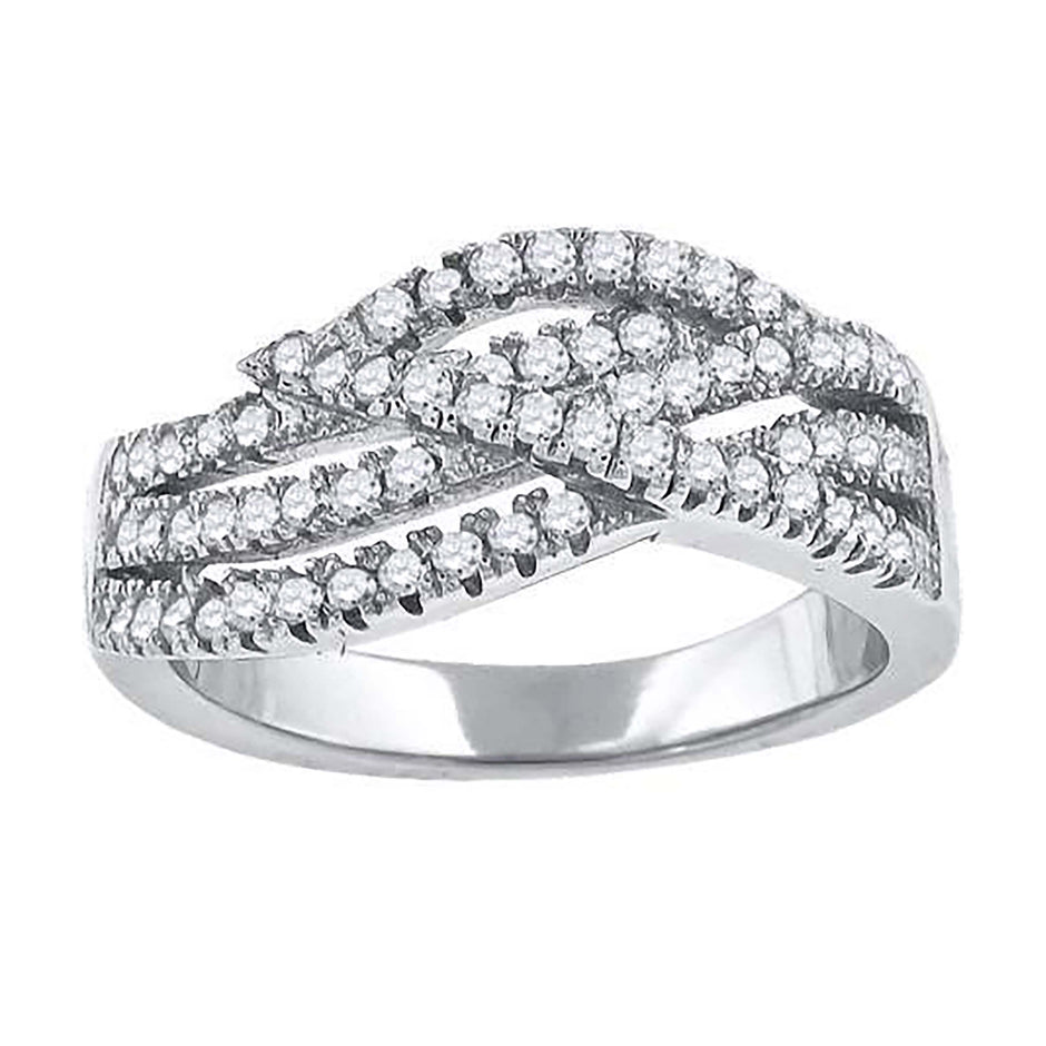 925 Sterling Silver Womens Cubic-Zirconia Twisted Fashion Ring Size 7 - SLV-52132