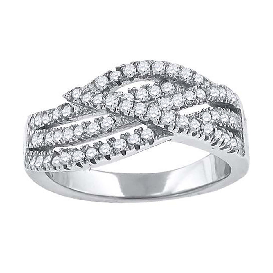 925 Sterling Silver Womens Cubic-Zirconia Twisted Fashion Ring Size 8 - SLV-52133