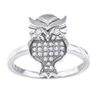 925 Sterling Silver Womens Cubic-Zirconia Owl Bird Fashion Ring Size 7 - SLV-52208