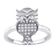 925 Sterling Silver Womens Cubic-Zirconia Owl Bird Fashion Ring Size 8 - SLV-52209
