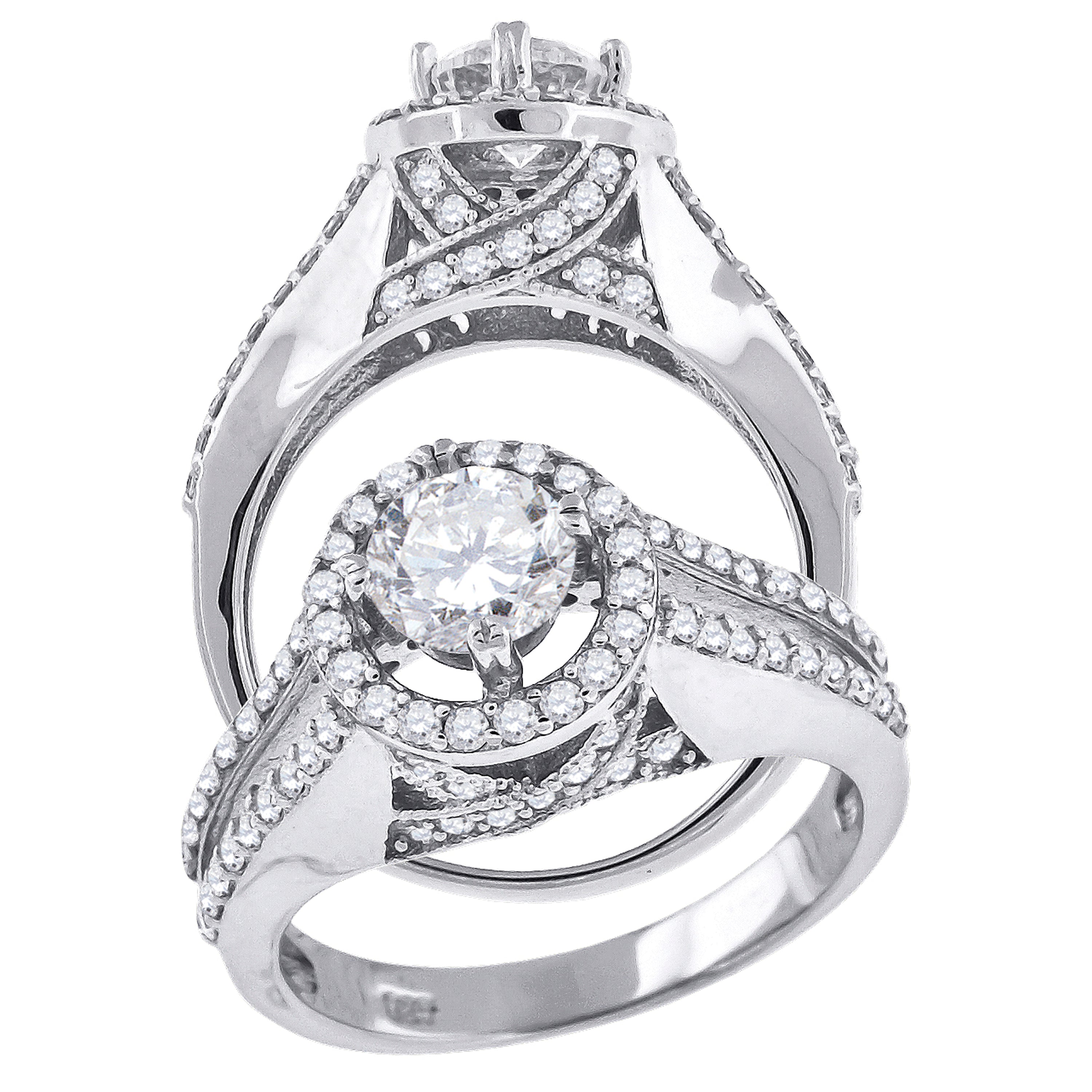 925 Sterling Silver Womens Cubic Zirconia Halo Engagement Ring Size 7