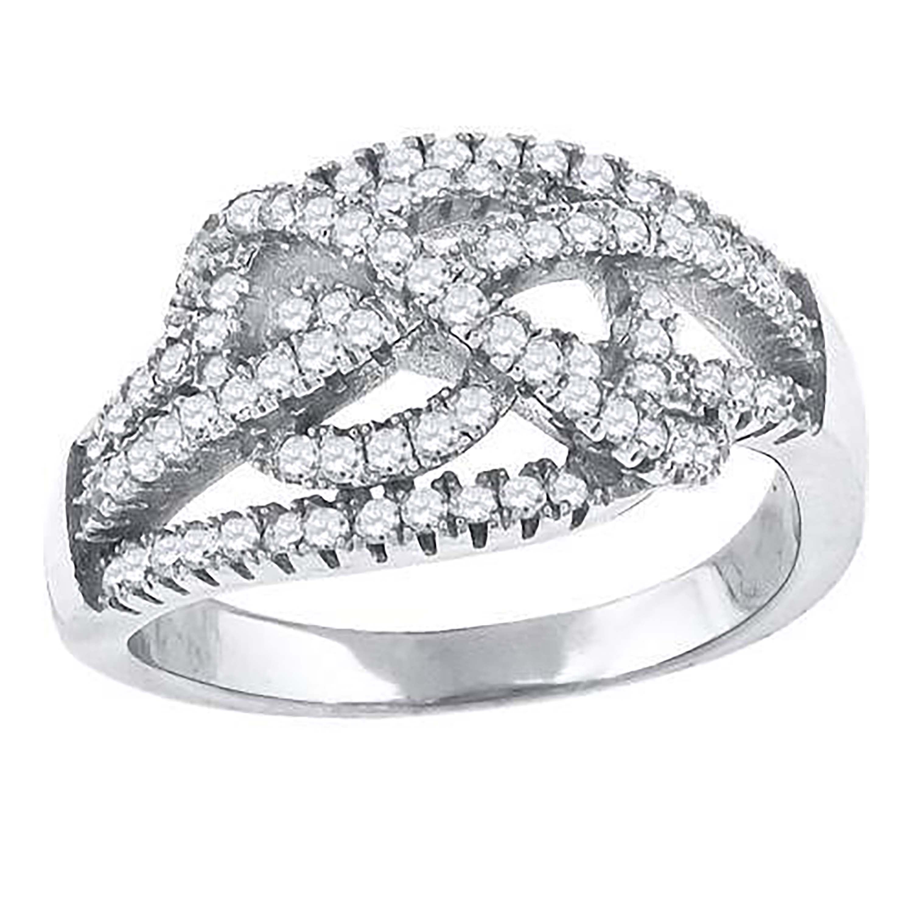925 Sterling Silver Womens Cubic-Zirconia Knotted Fashion Ring Size 9 - SLV-52245