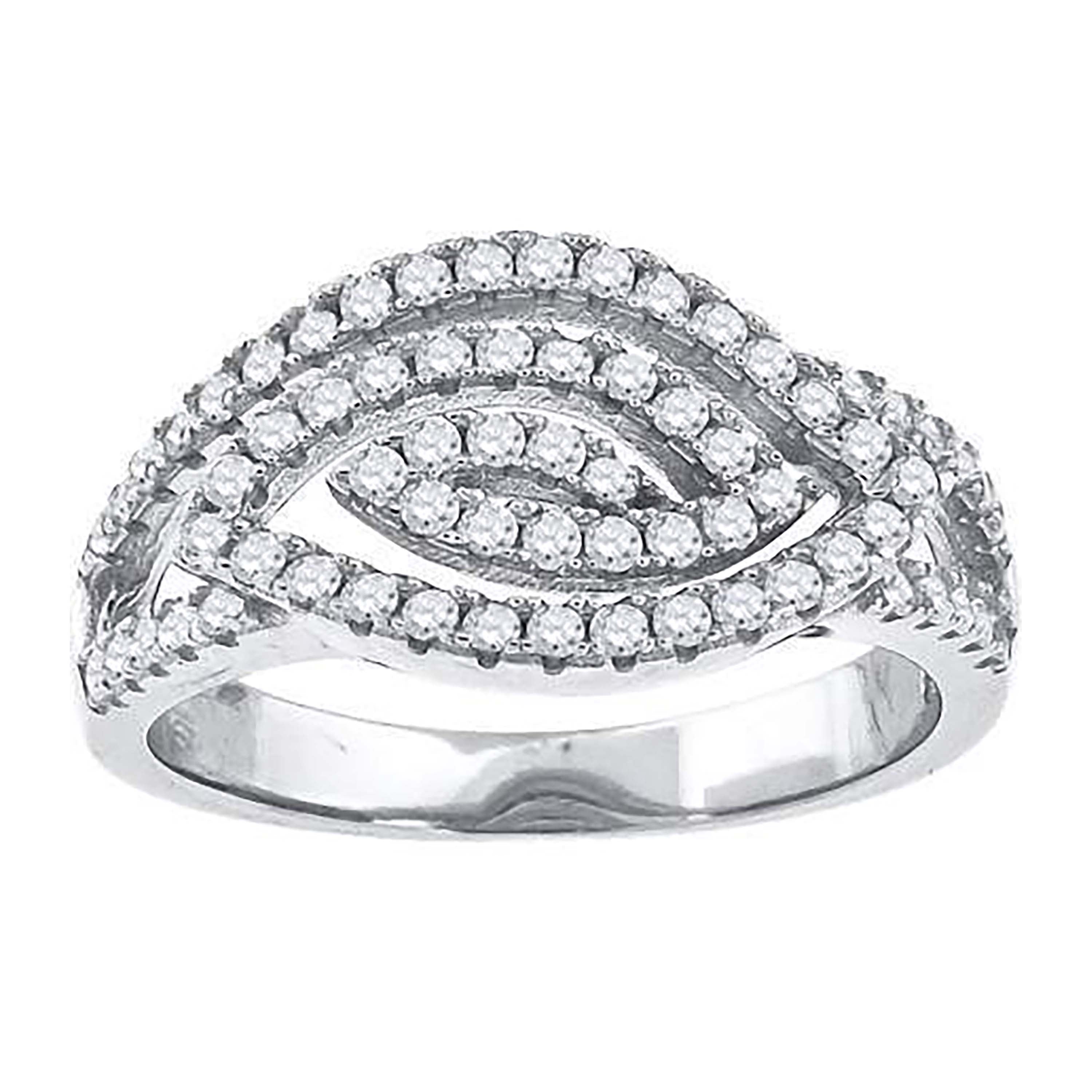 925 Sterling Silver Womens Cubic-Zirconia Marquise Head Fashion Ring Size 6