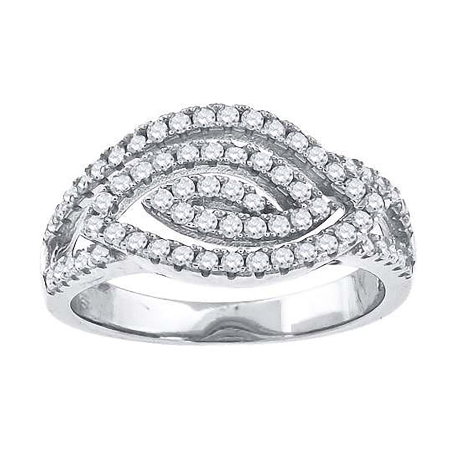 925 Sterling Silver Womens Cubic-Zirconia Marquise Head Fashion Ring Size 8 - SLV-52254