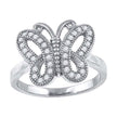 925 Sterling Silver Womens Cubic-Zirconia Butterfly Fashion Ring Size 6