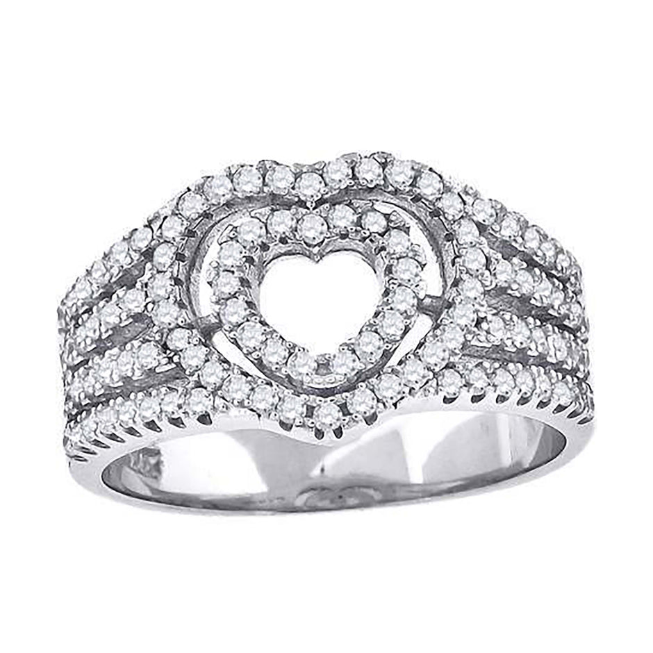 925 Sterling Silver Womens Cubic-Zirconia Heart Ring Size 6