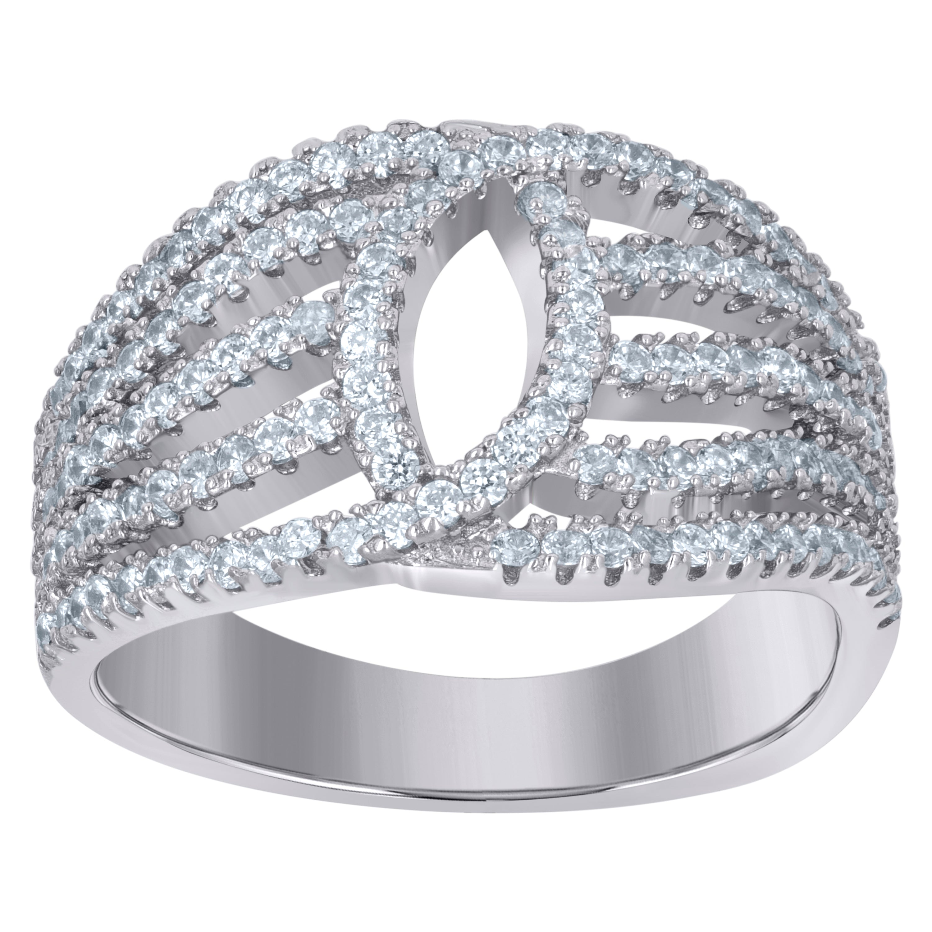 925 Sterling Silver Womens Cubic-Zirconia Fashion Ring Size 7 - SLV-52408