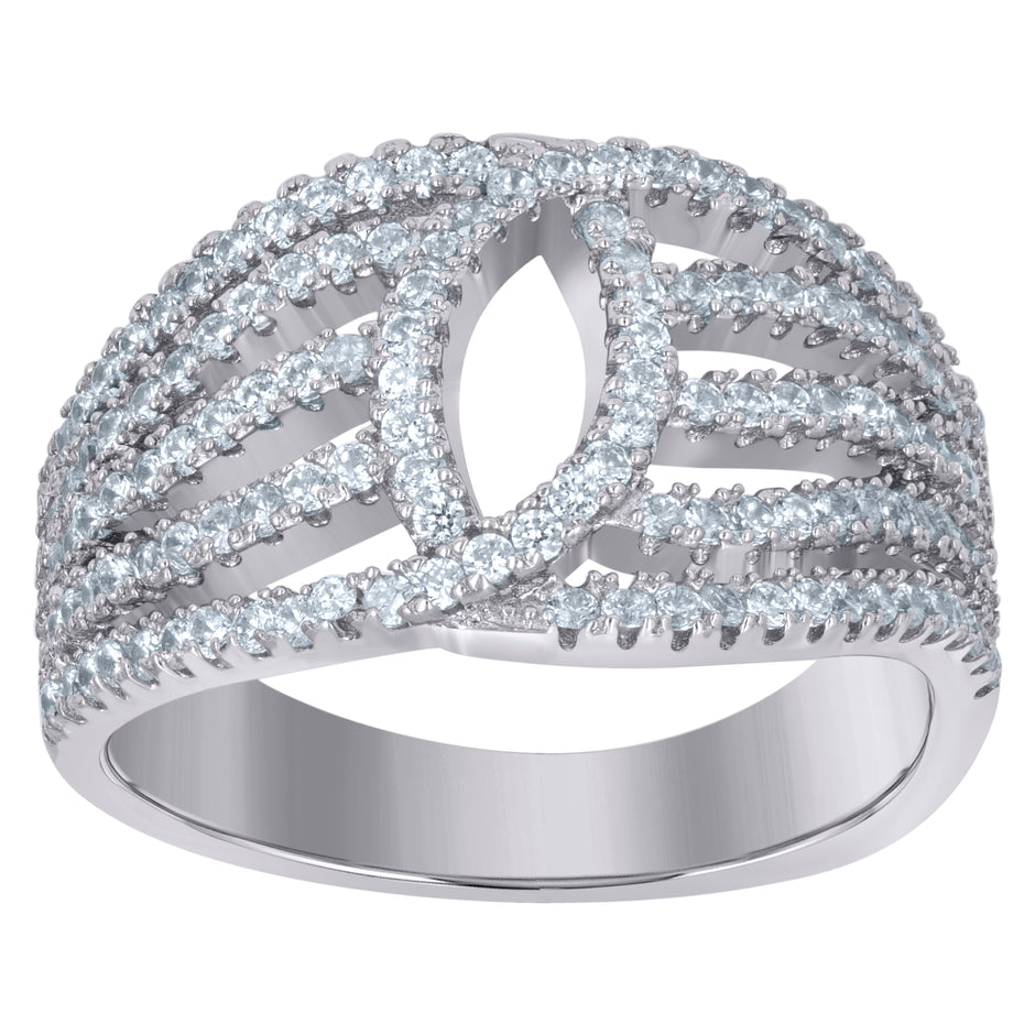 925 Sterling Silver Womens Cubic-Zirconia Fashion Ring Size 9 - SLV-52410
