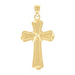10kt Yellow Gold Diamond-Cut Brushed Unisex Cross Religious Charm Pendant
