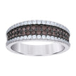 925 Sterling Silver Mens White Brown Cubic-Zirconia 4 Rows Wedding Band Ring Size 7