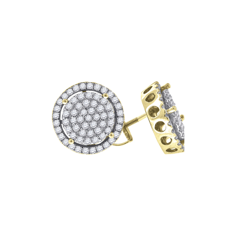 925 Sterling Silver Yellow-Tone Unisex Cubic Zirconia Round Stud Earrings