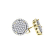 925 Sterling Silver Yellow-Tone Unisex Cubic Zirconia Round Stud Earrings