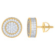 925 Sterling Silver Yellow-Tone Unisex Cubic Zirconia Round Stud Earrings
