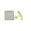 925 Sterling Silver Yellow-Tone Womens Cubic Zirconia Square Stud Earrings
