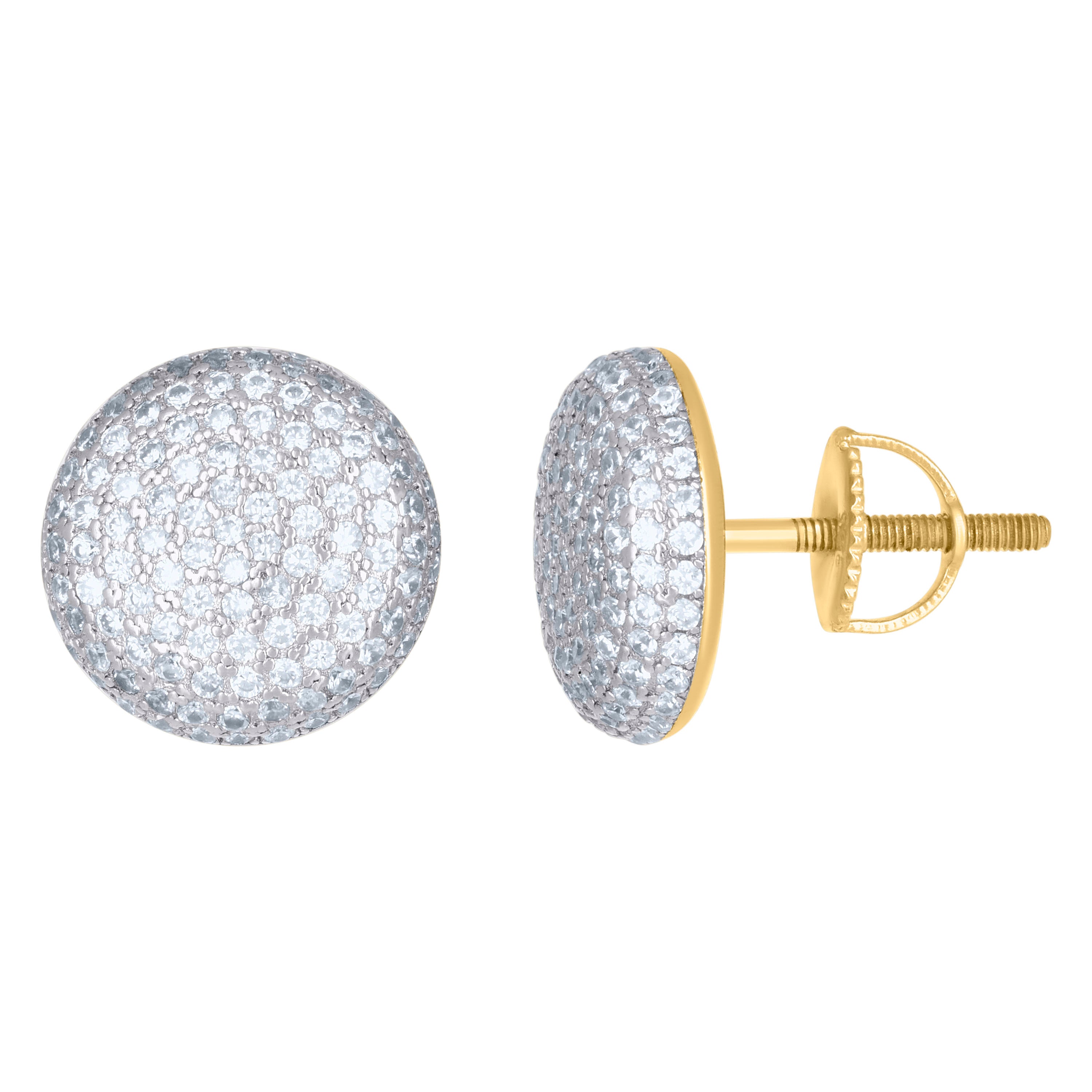 925 Sterling Silver Yellow-Tone Womens Cubic Zirconia Round Stud Earrings
