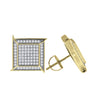 925 Sterling Silver Yellow-Tone Unisex Cubic Zirconia Square Stud Earrings