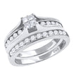 925 Sterling Silver Womens CZ Size-8 Princess-Cut Center Stones Square Head Bridal Set Wedding Engagement Band Ring - SLV-53230