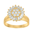 10kt Two-Tone Gold Womens Round And Baguette CZ Round Engagement Ring
