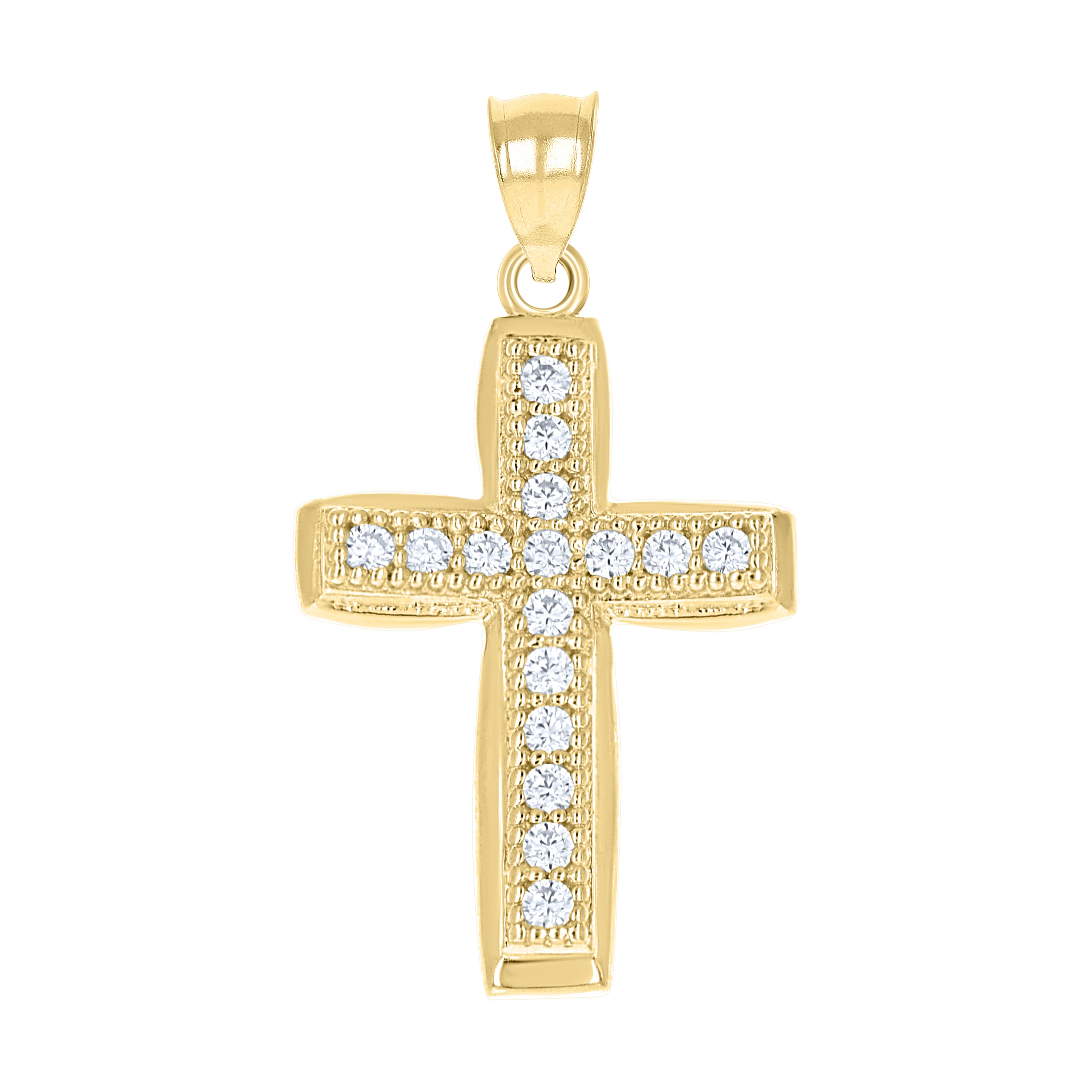 10kt Two-Tone Gold Mens Women Cubic Zirconia Cubic-Zirconia Cross Religious Charm Pendant