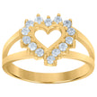 10kt Yellow Gold Womens Cubic Zirconia Heart Engagement Ring