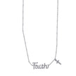 925 Sterling Silver Women Cubic Zirconia Rolo Link Faith With Cross Charm Necklace