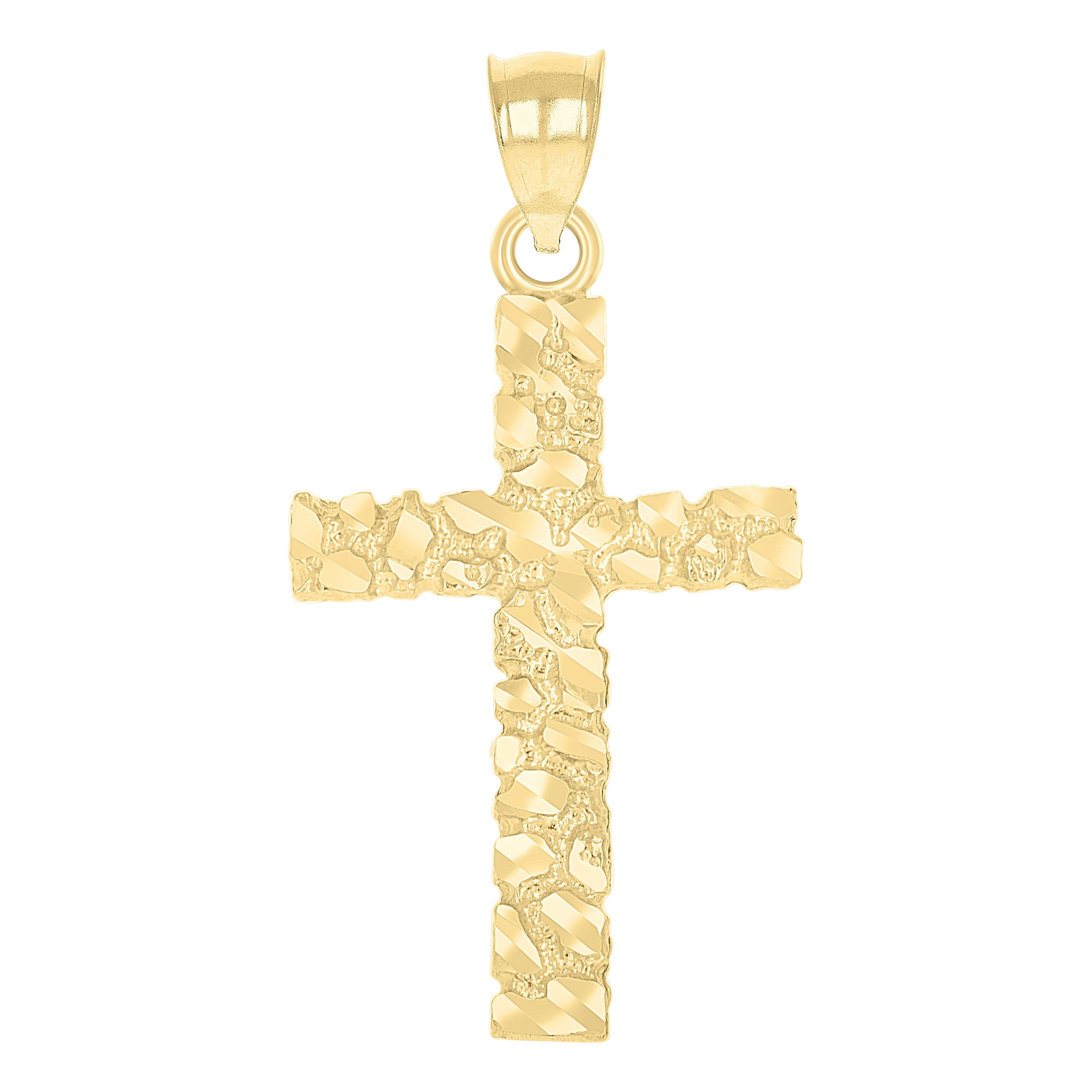 10kt Yellow Gold Unisex Nugget Latin Cross Religious Charm Pendant
