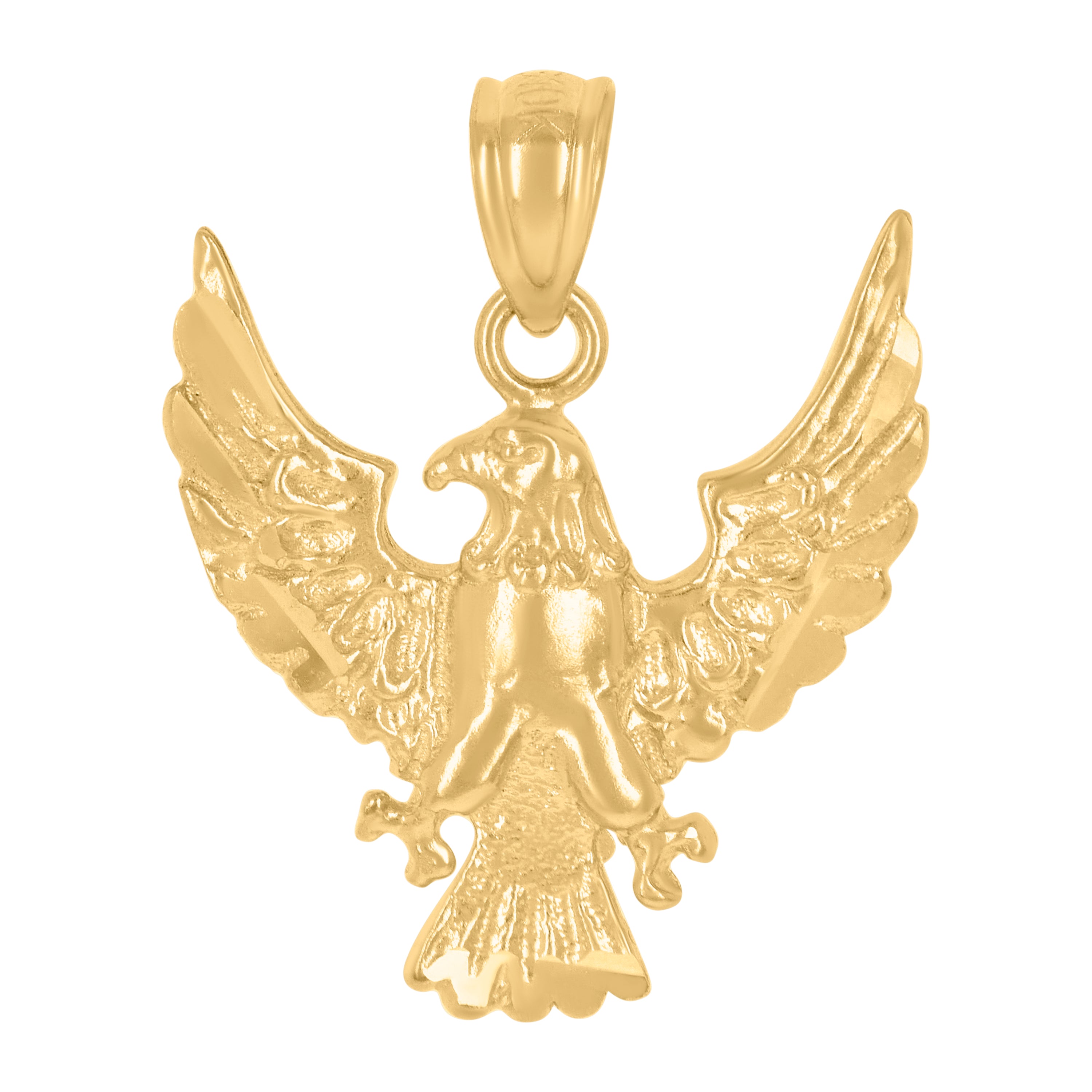 10kt Yellow Gold Diamond-Cut Unisex Eagle Animal Charm Pendant