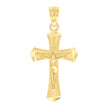 10kt Yellow Gold Mens Textured Crucifix Cross Religious Charm Pendant