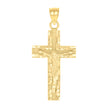 10kt Yellow Gold Mens Textured Nugget Crucifix Cross Religious Charm Pendant