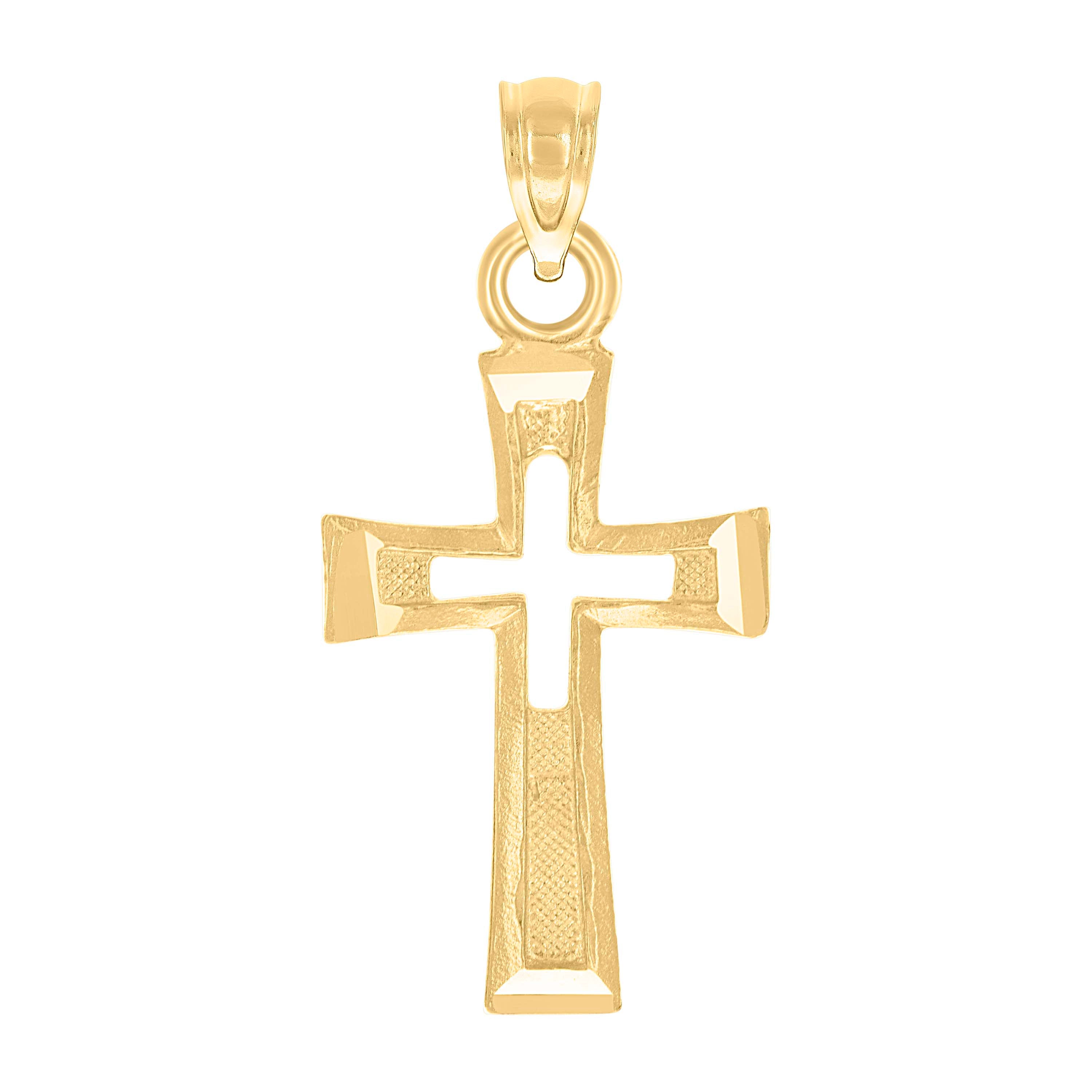 10kt Yellow Gold Womens Mens Unisex Cross Religious Charm Pendant