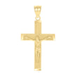 10kt Yellow Gold Diamond-Cut Textured Mens Cross Crucifix Religious Charm Pendant