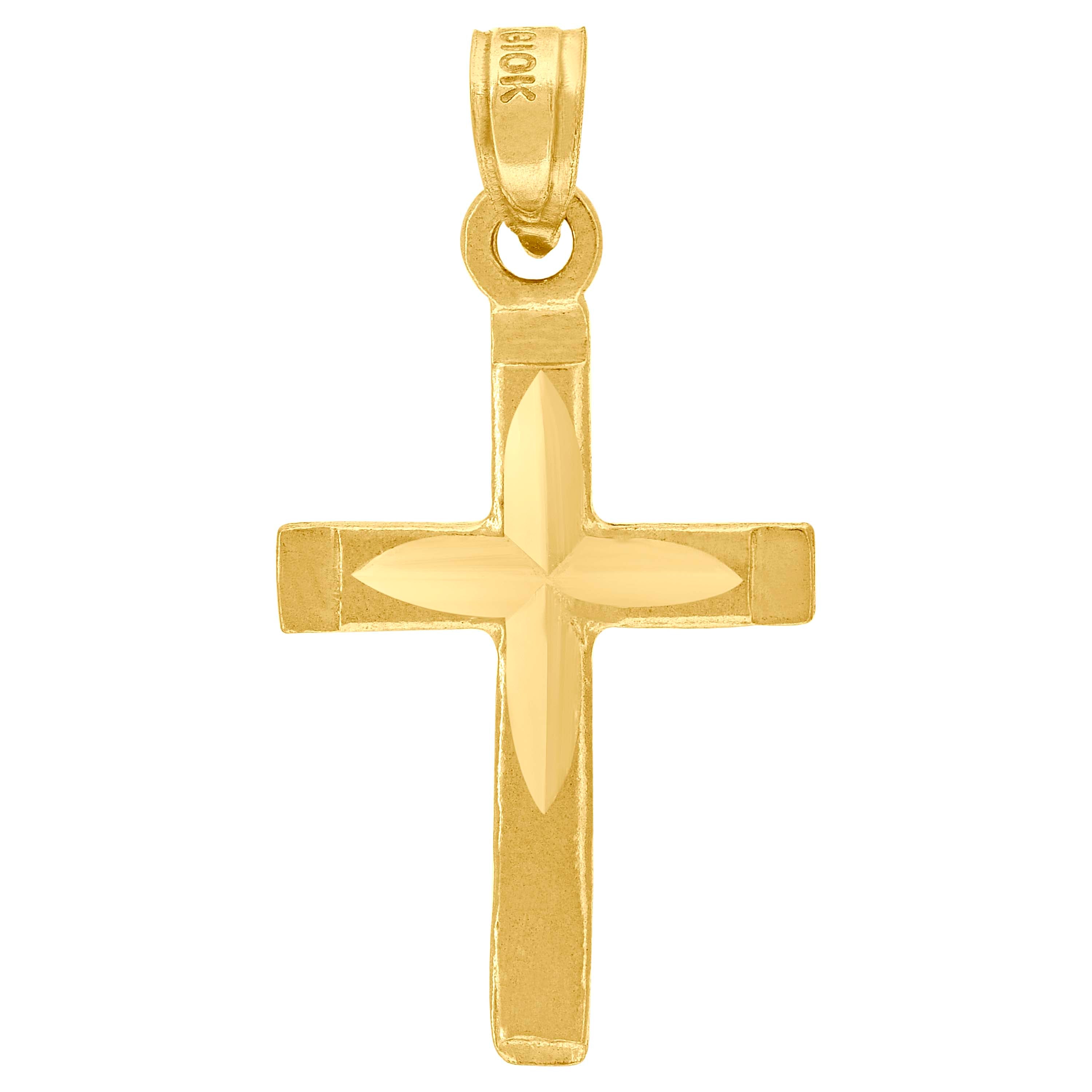 10kt Yellow Gold Womens Mens Unisex Cross Religious Charm Pendant