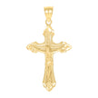 10kt Yellow Gold Mens Textured Crucifix Cross Religious Charm Pendant