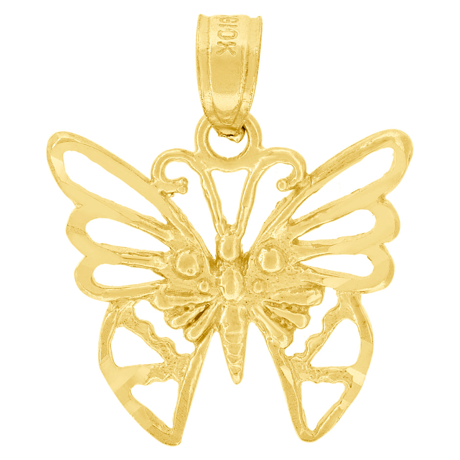 10kt Yellow Gold Womens Butterfly Charm Pendant