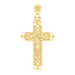 10kt Yellow Gold Diamond-Cut Unisex Cross Crucifix Religious Charm Pendant