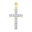 10kt Two-Tone Gold Cubic-Zirconia Unisex Cross Religious Charm Pendant