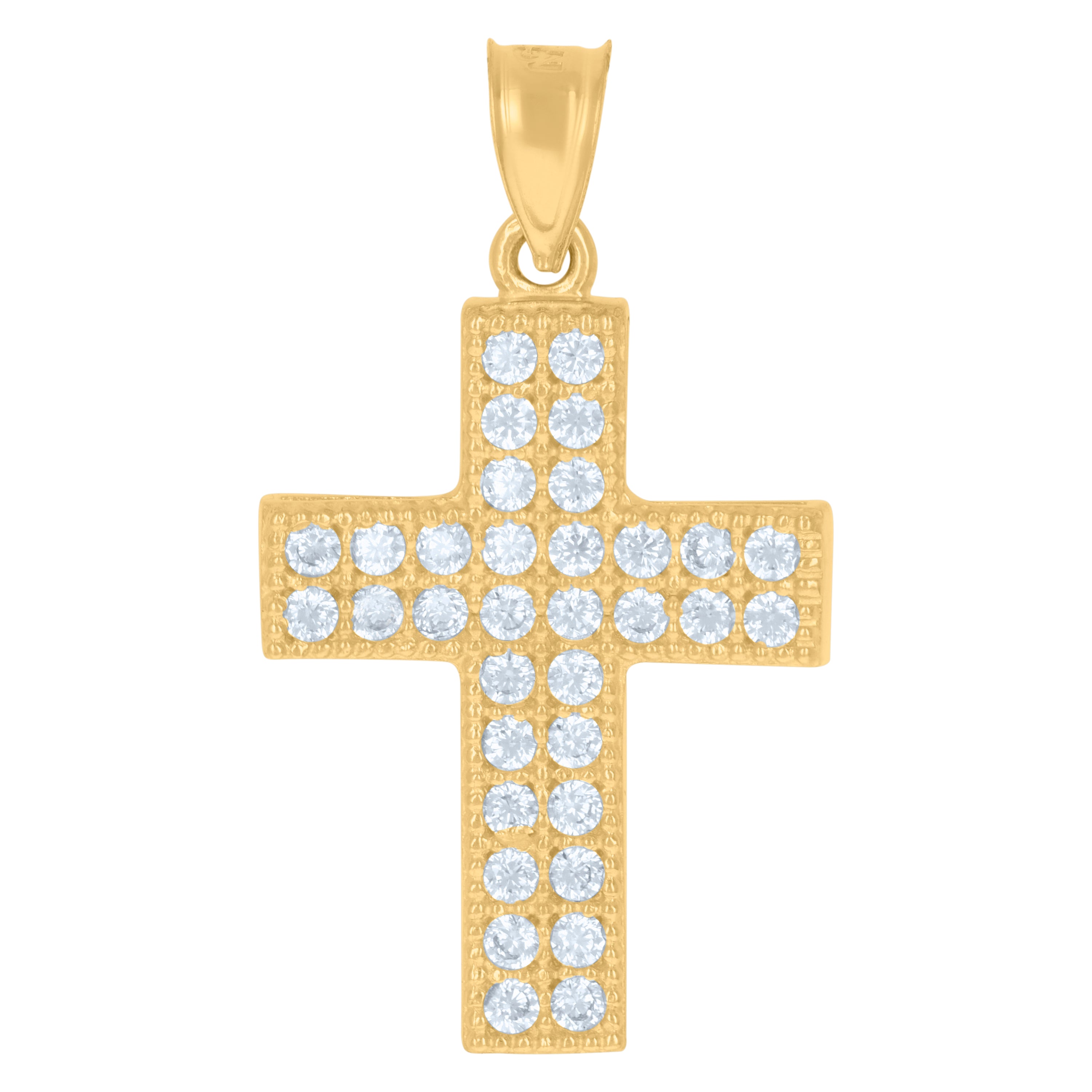 10kt Two-Tone Gold Cubic-Zirconia Unisex Cross Religious Charm Pendant