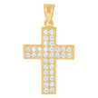 10kt Two-Tone Gold Cubic-Zirconia Unisex Cross Religious Charm Pendant